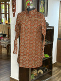 Cotton Brown Short Collared Kurti
