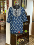 Cotton Navy Blue Short  Kurti