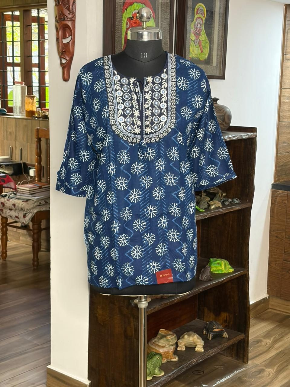 Cotton Navy Blue Short  Kurti