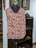 Bombay Rayon White&Brickredaliacut Short Kurta