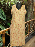 Cotton Cream Sleeveless White&Black Sleeveless Kurthi