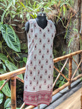 Cotton Mangoprint White&Maroon Sleeveless  Kurthi