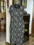 Cotton  Black Kantha Work Sleeveless Kurthi