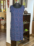 Cotton Navy  Blue Kantha Work Sleeveless Kurthi