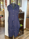Cotton Navy  Blue Collar Neck Sleeveless Kurthi