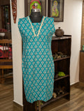 Cotton Blue  With Lacework Kurtha
