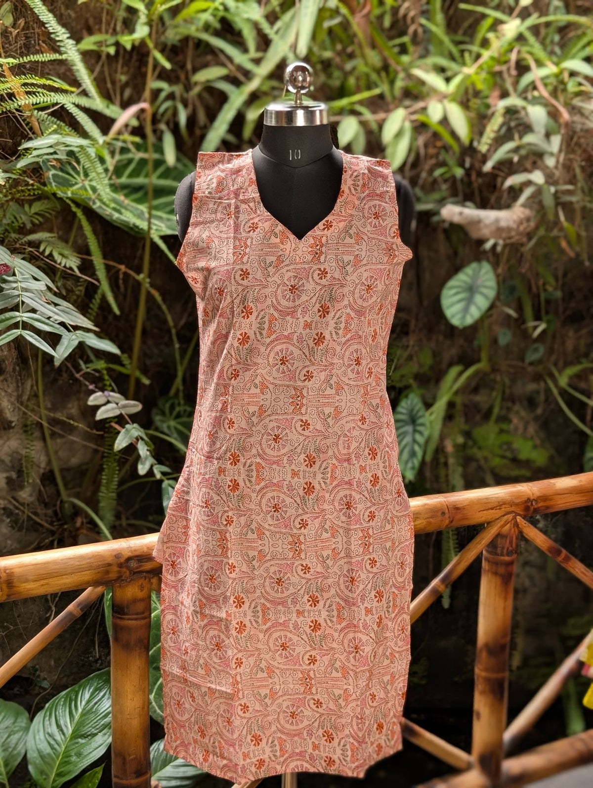 Cotton Sleeveless Peach Kurta